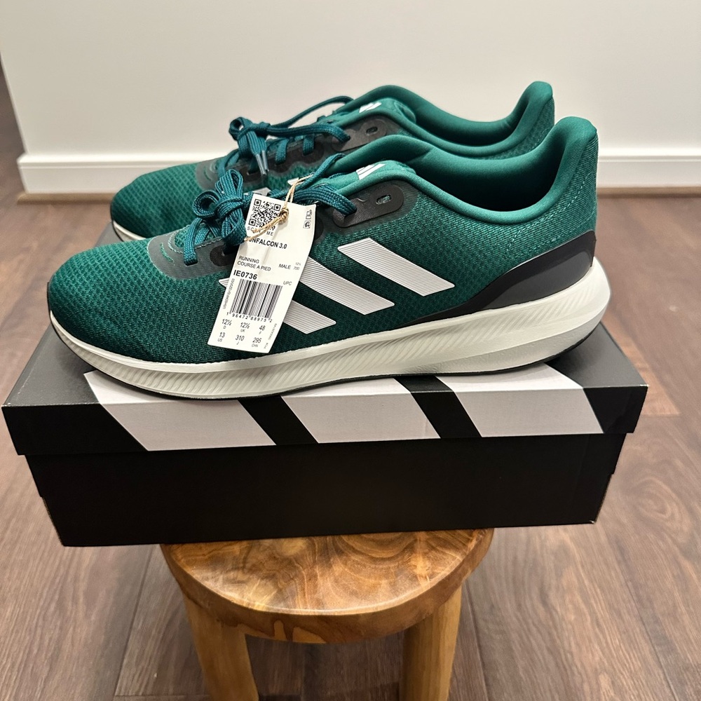 Adidas Men’s RUNFALCON 3.0
Collegiate Green Cloud Foam Sneakers, IE0736, Size 13